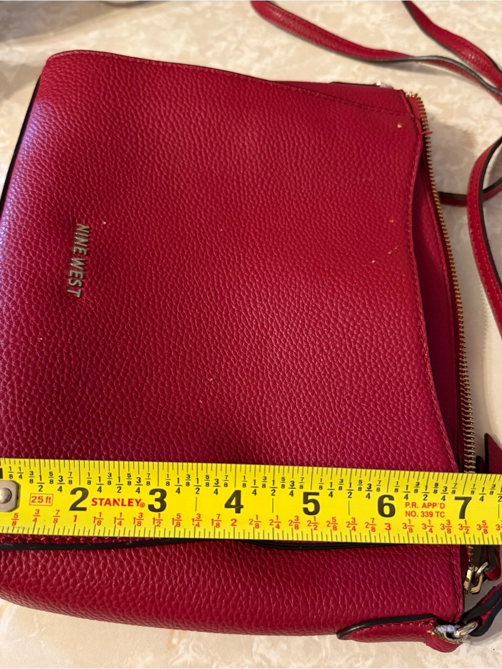 Nine West Burgundy Pebbled Crossbody with Gold Hardware - Picture 5 of 5